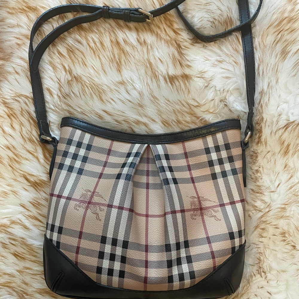 Authentic Burberry Haymarket Check Hartham crossbody bag